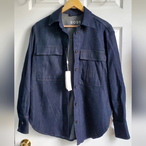 Hugo Boss Tops - NWT Boss Hugo Boss Cotton Long-Sleeved Blouse Shirt In Blue Denim Size 4 (IT 40)